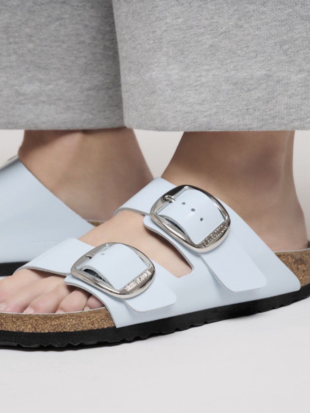 Birkenstock Arizona Big Buckle High Shine Baby Blue Patent Sandals Women 7N - Picture 4 of 11